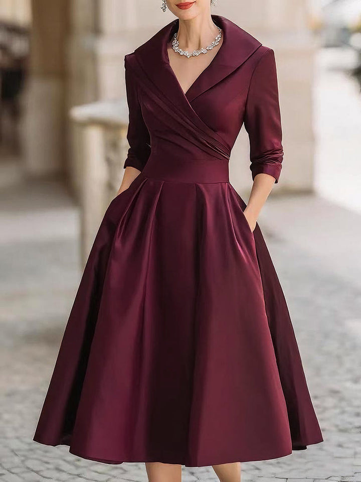 Rosalie | Elegante vestido midi de manga larga